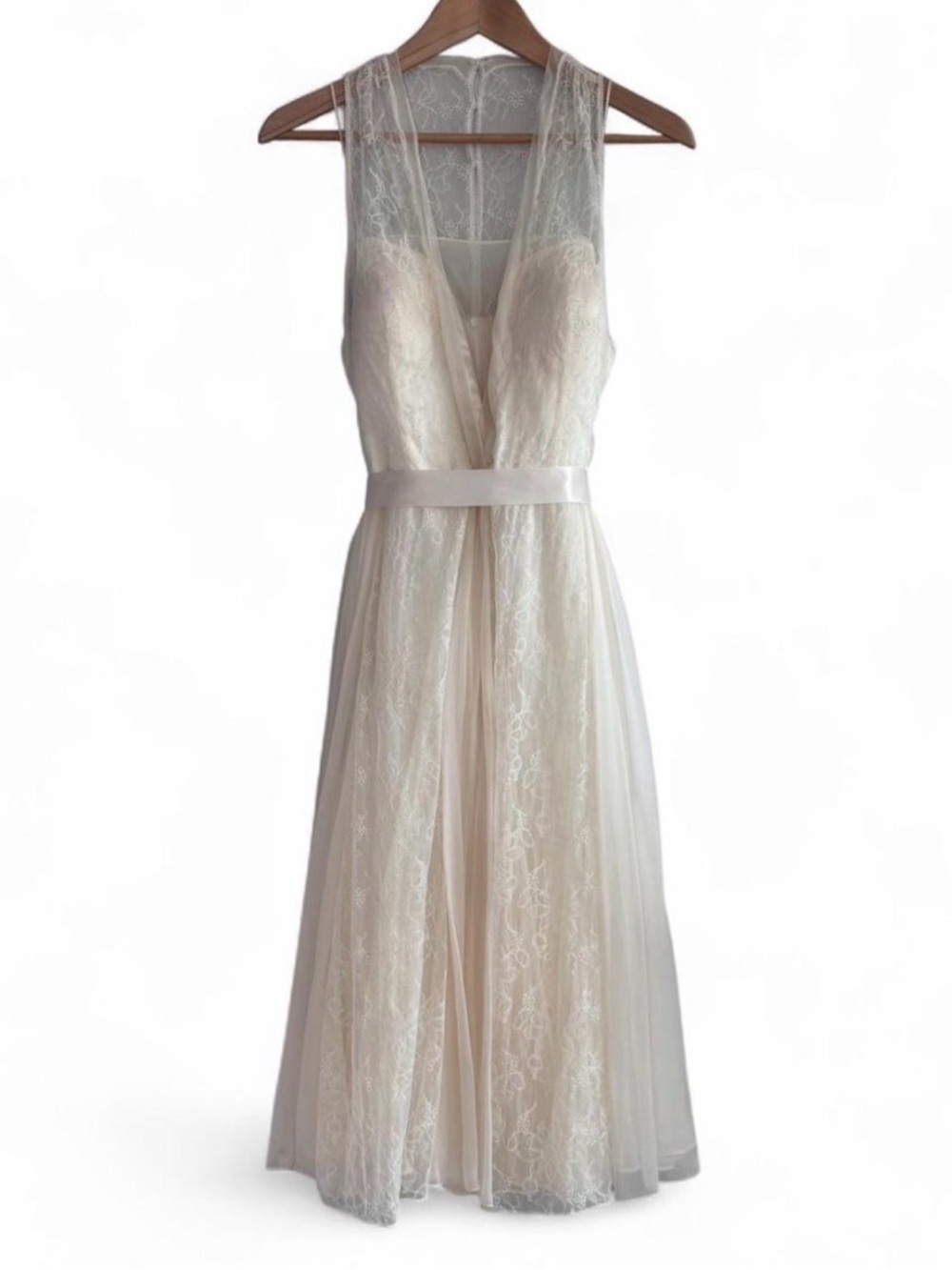 Rickie Freeman for Teri Jon Cream Lace A-Line Event Dress Elegant Romantic SZ 10